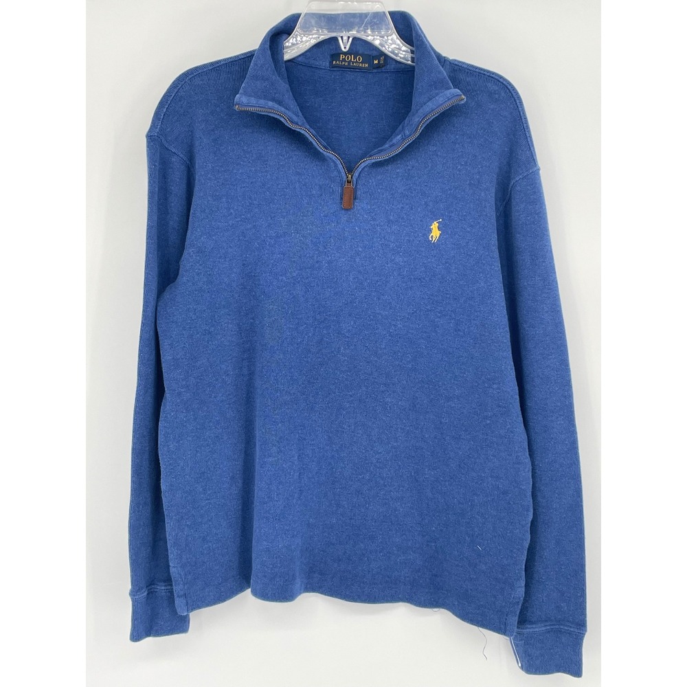 Polo Ralph Lauren Mens Blue 100% Cotton Quarter Zip Pullover Sweater Size M